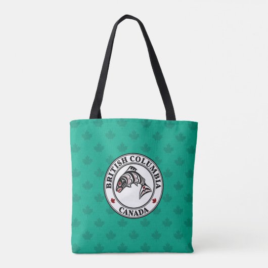 Native American Red Black Art Haida Zalm Tote Bag (Achterkant)