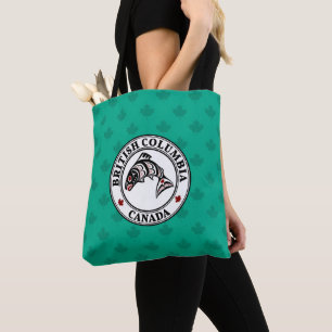 Native American Red Black Art Haida Zalm Tote Bag