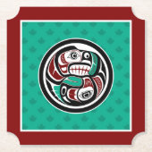 Native American Red Black Art Otter Salmon Kartonnen Onderzetters (Voorkant)