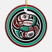 Native American Red Black Art Otter Salmon Keramisch Ornament (Voorkant)