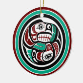 Native American Red Black Art Otter Salmon Keramisch Ornament (Links)