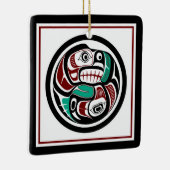 Native American Red Black Art Otter Salmon Keramisch Ornament (Rechts)