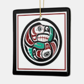 Native American Red Black Art Otter Salmon Keramisch Ornament (Links)
