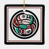 Native American Red Black Art Otter Salmon Keramisch Ornament (Achterkant)