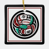 Native American Red Black Art Otter Salmon Keramisch Ornament (Voorkant)
