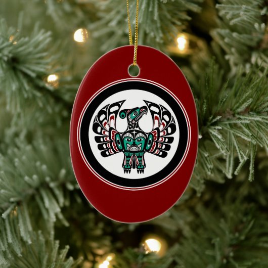 Native American Red Black Art Thunderbird Keramisch Ornament (Boom)