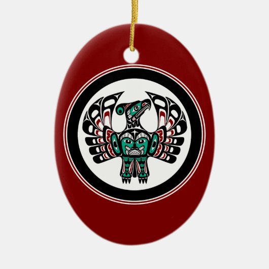 Native American Red Black Art Thunderbird Keramisch Ornament (Voorkant)