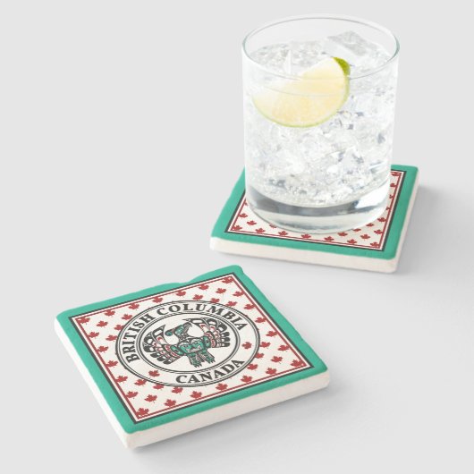 Native American Red Black Art Thunderbird Stenen Onderzetter (Zijkant)