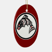 Native American Red Black Art Vector Salmon Keramisch Ornament (Rechts)