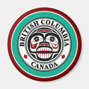 Native American Red Black Art Wide Skull Magneet