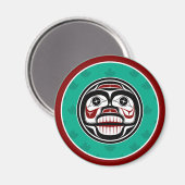 Native American Red Black Art Wide Skull Magneet (Voorkant / Achterkant)