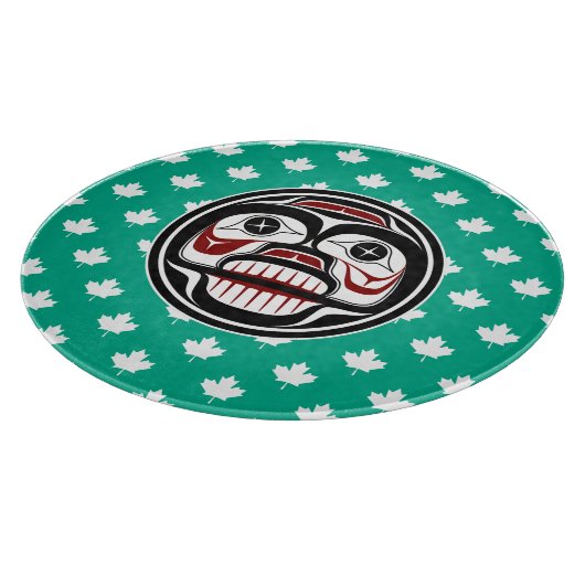 Native American Red Black Art Wide Skull Snijplank (Hoek)