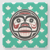 Native American Red Black Art Wide Skull Stenen Onderzetter (Voorkant)