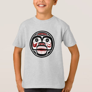 Native American Red Black Art Wide Skull T-shirt