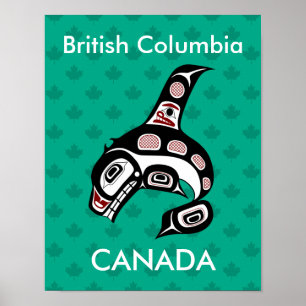 Native American Red Black Graphic Killer Whale Poster