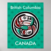 Native American Red Black Graphic Otter Salmon Poster (Voorkant)