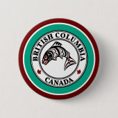 Native American Red Black Graphic Otter Salmon Ronde Button 5,7 Cm (Voorkant)