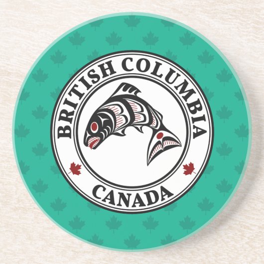 Native American Red Black Graphic Vector Salmon Co Zandsteen Onderzetter (Voorkant)