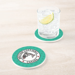 Native American Red Black Graphic Vector Salmon Co Zandsteen Onderzetter