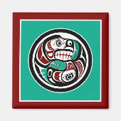 Native American Red Black Graphic Weeping skull Ma Magneet (Voorkant)