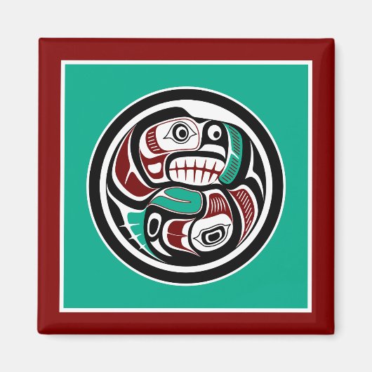 Native American Red Black Graphic Weeping skull Ma Magneet (Voorkant)