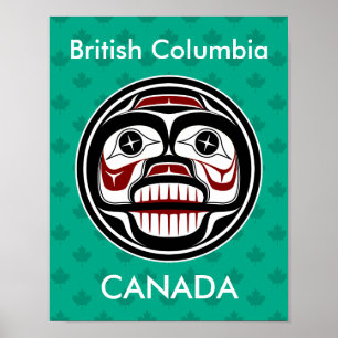 Native American Red Black Graphic Weeping Skull Poster