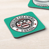 Native American Red Black Graphic Weous Skull be Bier Onderzetter (Linkerzijde)