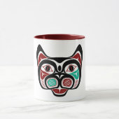 Native American Red Black Green Haida Art Kitty Mok (Midden)