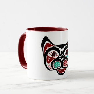 Native American Red Black Green Haida Art Kitty Mok