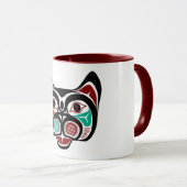 Native American Red Black Green Haida Art Kitty Mok (Voorkant rechts)