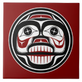 Native American Red Black Haida Art die de sluier  Tegeltje (Voorkant)