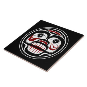 Native American Red Black Haida Art die de sluier  Tegeltje