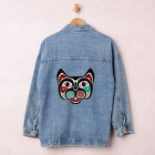 Native American Red Black Haida Art Kat Denim Jacket (Hangar)