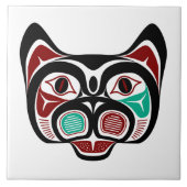 Native American Red Black Haida Art Kat Tegeltje (Voorkant)