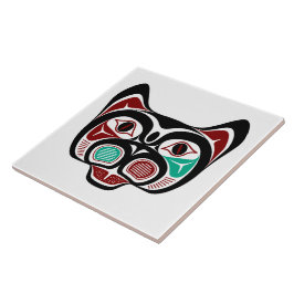 Native American Red Black Haida Art Kat Tegeltje