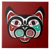 Native American Red Black Haida Art Kat Tegeltje (Voorkant)