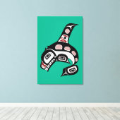 Native American Red Black Haida Art Killer Whale Canvas Afdruk (Insitu (Houten vloer))