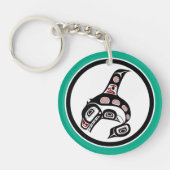 Native American Red Black Haida Art Killer Whale Sleutelhanger (Voorkant)