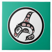 Native American Red Black Haida Art Killer Whale Tegeltje (Voorkant)