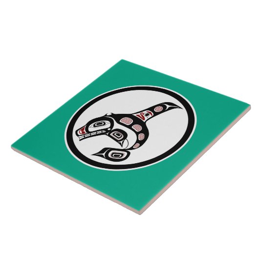 Native American Red Black Haida Art Killer Whale Tegeltje (Zijkant)