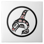Native American Red Black Haida Art Killer Whale Tegeltje (Voorkant)