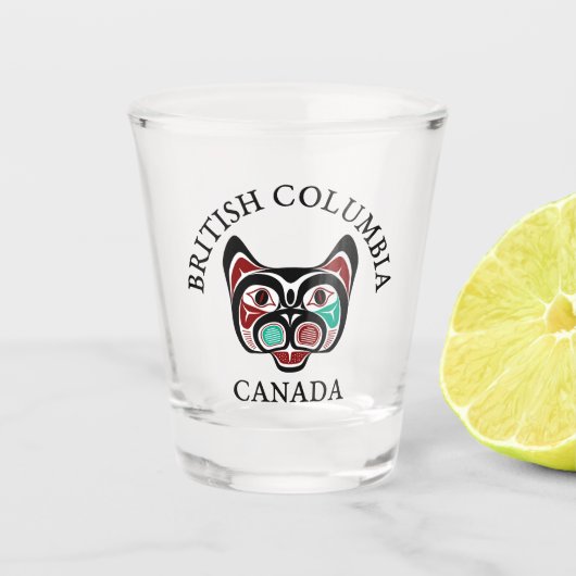 Native American Red Black Haida Art Kitty Kat Shot Glas (Voorkant)