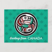 Native American Red Black Haida Art Otter Salmon Briefkaart (Voorkant)