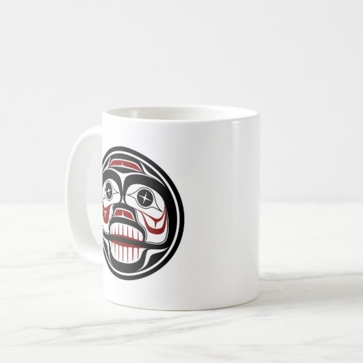 Native American Red Black Haida Art Otter Salmon Koffiemok (Voorkant links)