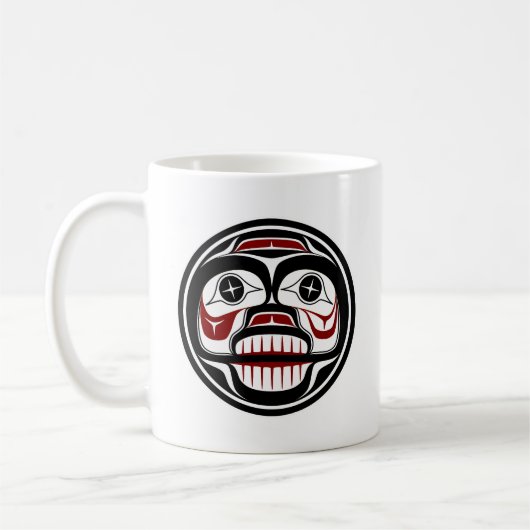 Native American Red Black Haida Art Otter Salmon Koffiemok (Links)