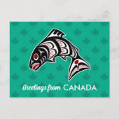 Native American Red Black Haida Art Salmon Briefkaart (Voorkant)