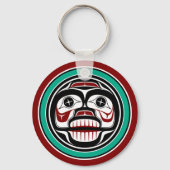 Native American Red Black Haida Art-sluipskull Sleutelhanger (Voorkant)