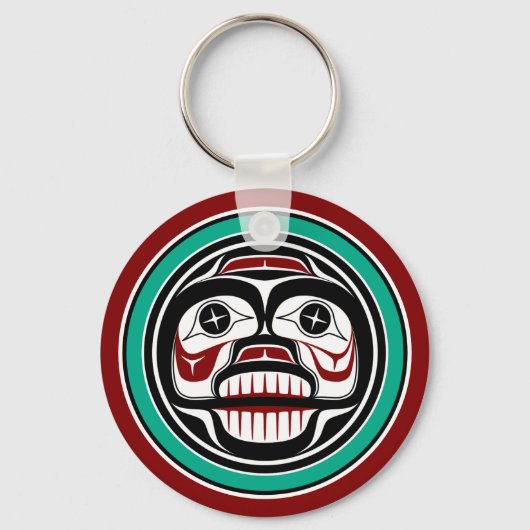 Native American Red Black Haida Art-sluipskull Sleutelhanger (Voorkant)