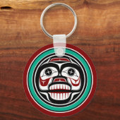 Native American Red Black Haida Art-sluipskull Sleutelhanger (Voorkant)