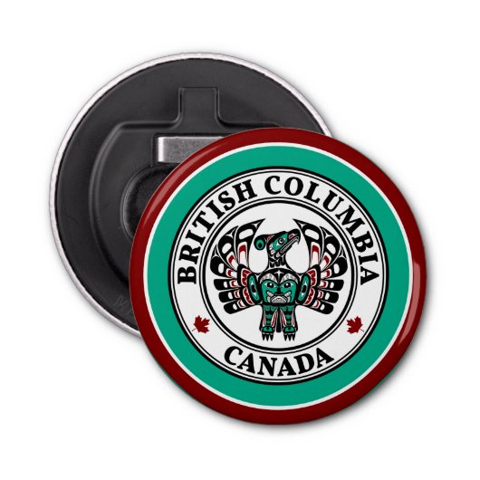 Native American Red Black Haida Art Thunderbird Button Flesopener (Voorkant)